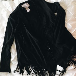 Suede fringe cardigan